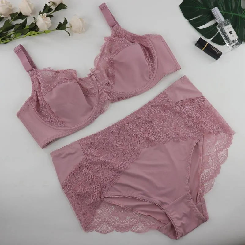 Floral Lace Ultra Thin Bra And Lace Bra Panty Set Set Sexy And