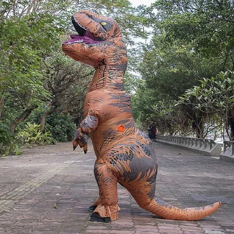 Adultos Niños Inflable Dinosaurio T Rex Disfraz Mujeres Hombres Niñas Niños Dino Cosplay Disfraces para Anime Halloween Carnival Party Cloth Q0910