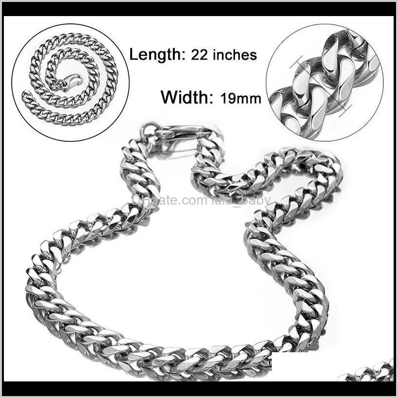 necklace men`s cuban link chains on the neck long stainless steel necklace fashion jewelry for neck hip hop rock Steel necklaces