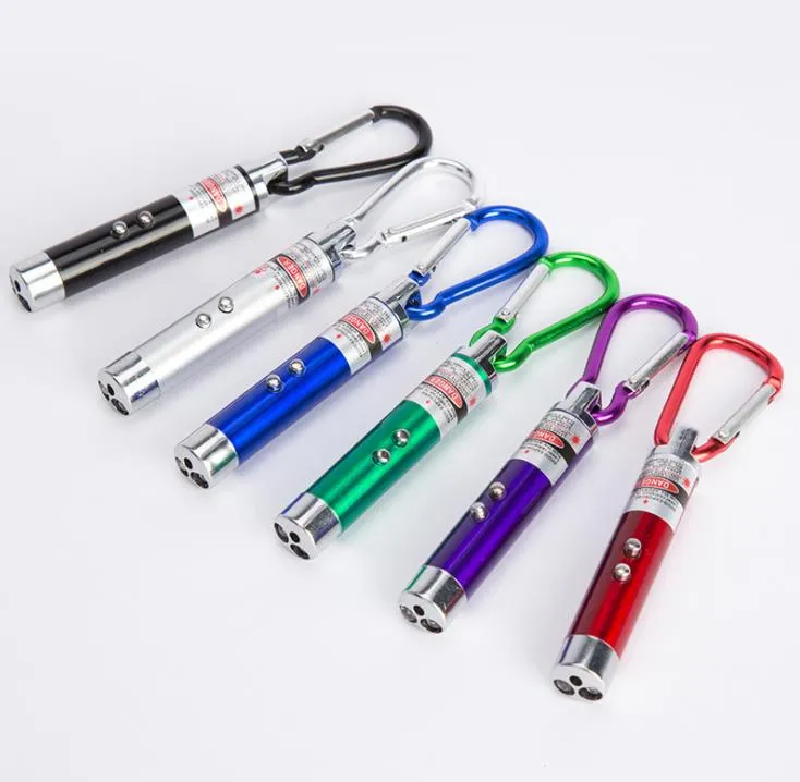 3-in-1 lustiges Haustier-Stick-Katzenspielzeug, roter Laserpointer mit weiß-violettem LED-Licht, Schlüsselanhänger, Gelddetektor, Stiftspielzeug