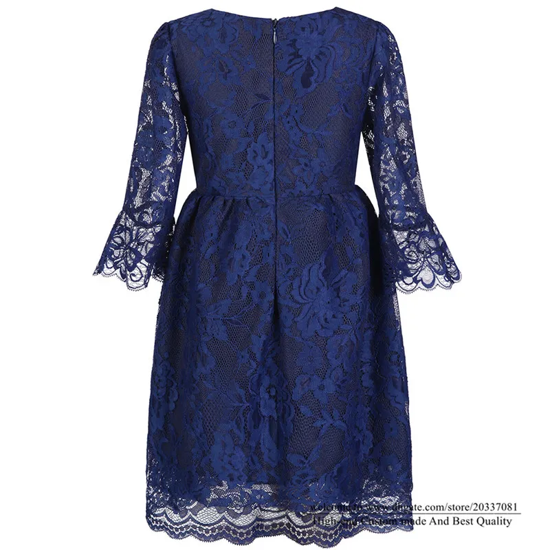 Royal Blue Lace Lace flower dress with Long Sleeves - Perfect for Pageants, Communion, Weddings, and Formal Parties - 2021 Pretty Princess Collection