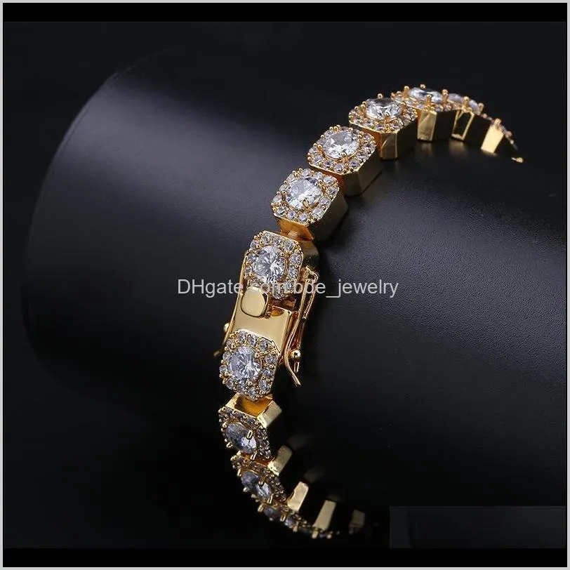 luxury designer hip hop jewelry mens bracelets diamond tennis bracelet bling bangle iced out chains hiphop charms rapper gold silver