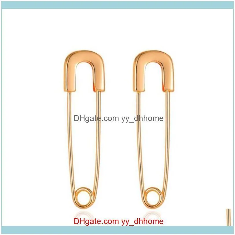 Gold Silver Color Paper Clip Pin Earrings Alloy Circle Buckle Hoop For Women Korean Style Ear Ring Jewelry Gift & Huggie