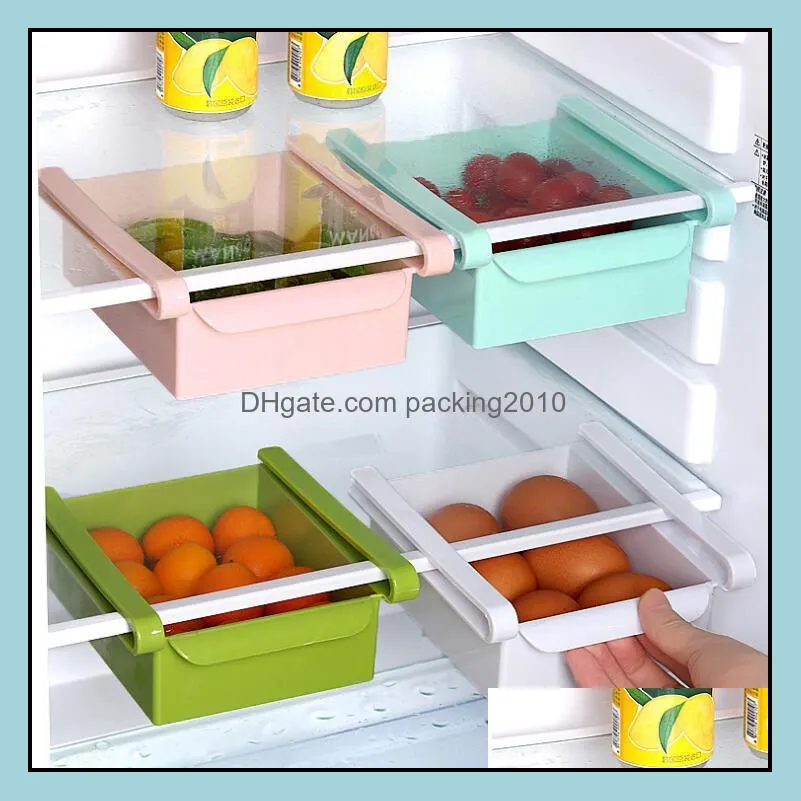 Kitchen Shelves Kitchen Refrigerator Storage Rack Fridge Freezer Shelf Holder Pull-out Drawer Organiser Space Saver Storage Holders