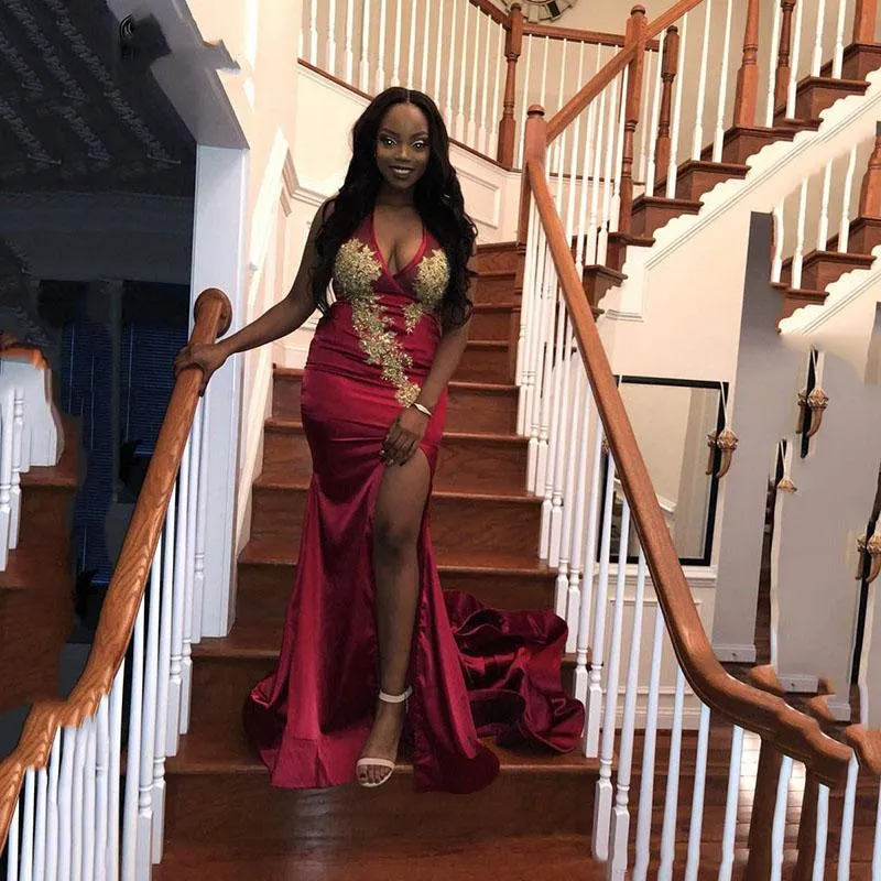 60個で送料込 パーティードレスsodigne Mermaidイブニング21ゴールドレースアップリケスプリットvネックバックレスprom Gown Nigerianフォーマルドレス 鞄の國 アパレル レディース服 Viskasprekybai Lt
