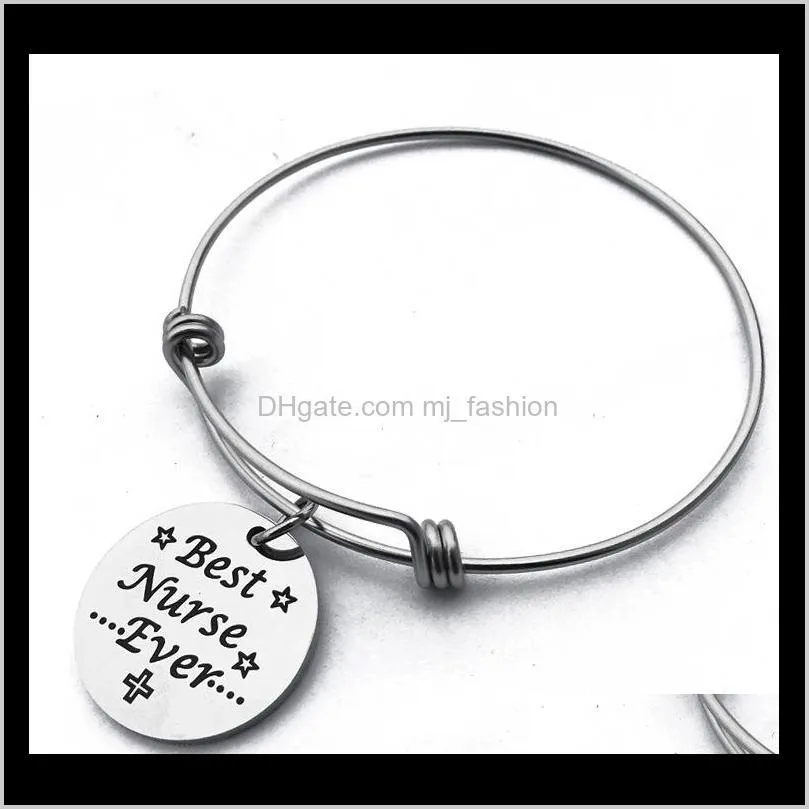 stainless steel bracelet wire adjustable expandble bangle medical rn charm bracelets nurse gift bangle for women jewelry