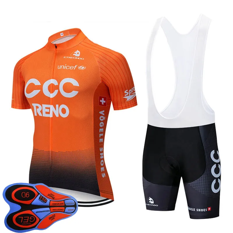 CCC Team Bike Ciclismo manga corta Jersey bib Shorts Set 2021 Verano de secado rápido para hombre MTB Bicicleta Uniforme Road Racing Kits Outdoor Sportwear S21043016