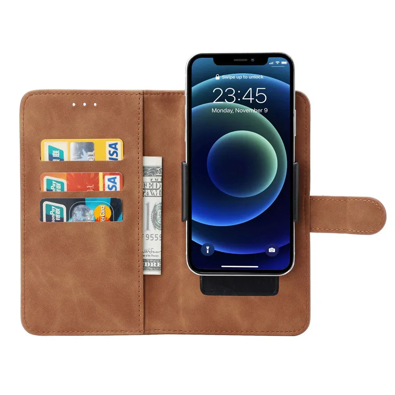 Custodie per telefoni a portafoglio universali per Iphone 13 Samsung Moto LG Sony Nokia Porta slot per schede in pelle PU bicolore Custodia per libro premium Clip per cellulare