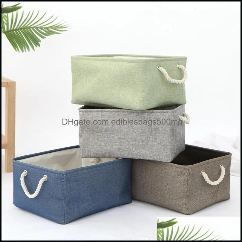 Linen Storage Basket Bins Fabric Organizer Bin Laundry Hampers Baskets Nursery Kids Toys Home Closet Laundrys With Rope Handles