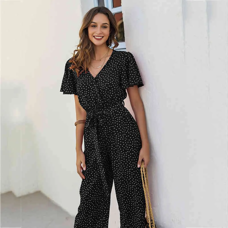 Summer Casual Sweet Thin Soft Jumpsuit Women Polka Dots Satin V-neck Bow  Bandage Pockets Shorts Pants Romper Office Street Beach - AliExpress