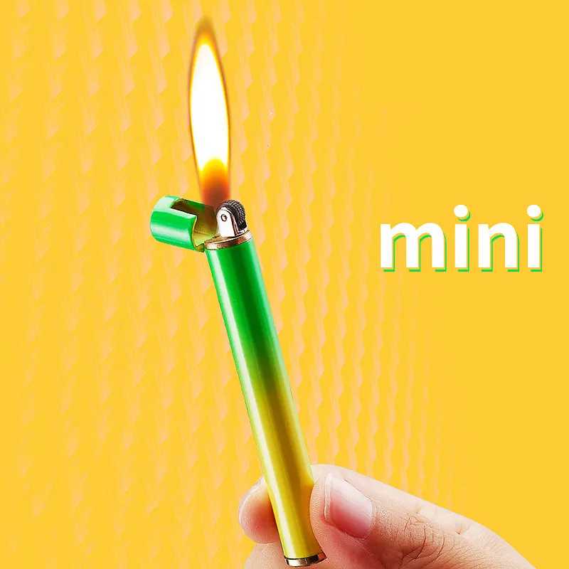 Nieuwe Mini Metal Gas Butaan Sigarettenaansteker Free Fire Winddichte Slijpwiel Compact Vulbare Lichtere Gadgets voor Mannen Gift