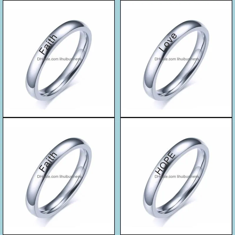 Faith Hope Love Ring Inspirational StainlSteel Rings Fashion Jewelry Accessories For Men and Women Ring Christmas Gifts Y0420