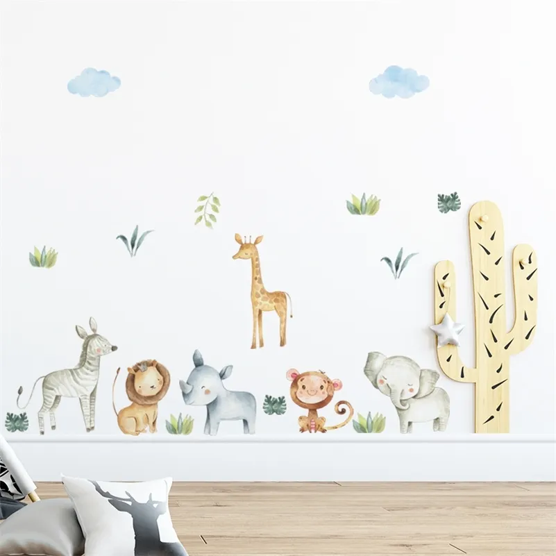 Мультфильм рисованной животных наклейки на стену для домашнего декора детская комната Kingdergarten наклейки на стене наклейки виниловые наклейки на стену дома декор 210705