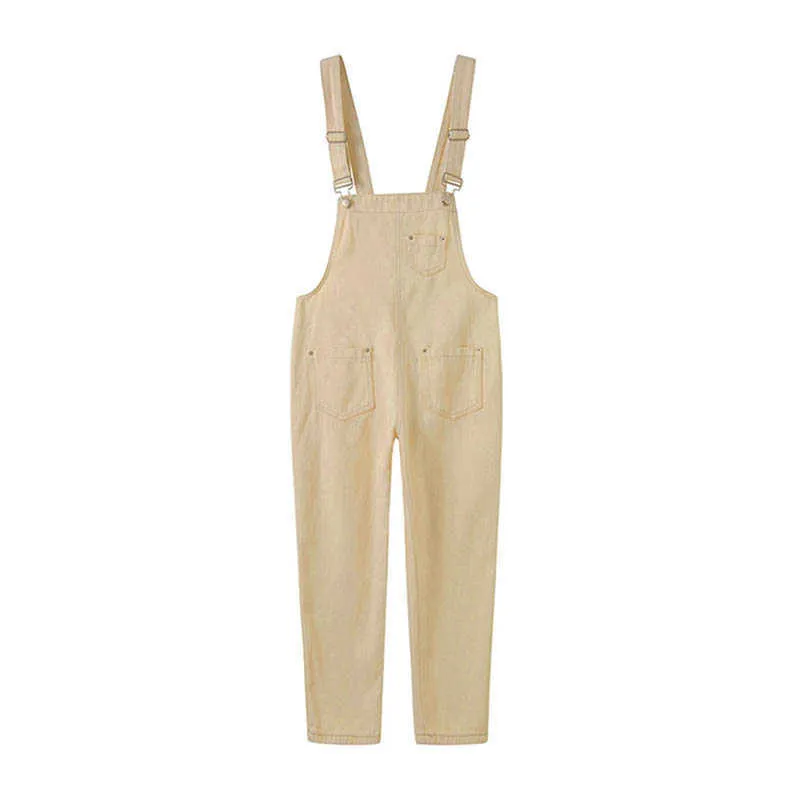Denim Bib Overalls Women Style Dungarees: Khaki Capri Trousers