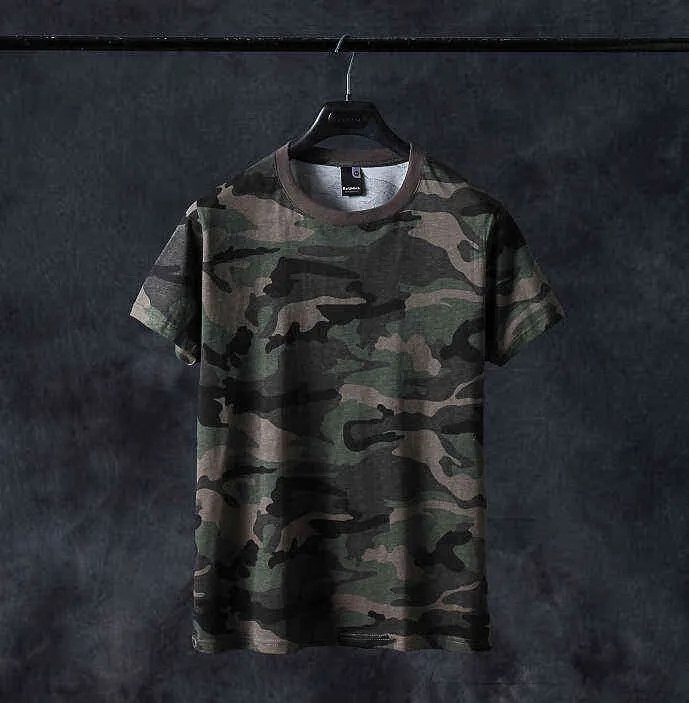 Men's Cotton Large Round-collar Men's and Women's Camouflage Short Sleeve T-shirts Thin Loosely Printed T-shirts G1229