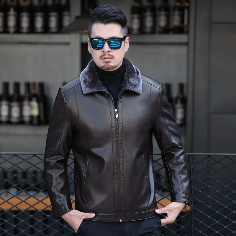 ファクトリーブランド シープスキンリアルファーワンメンズレザージャケット冬の暖かいコートフェイク セール直営店 Vtech Computer Com