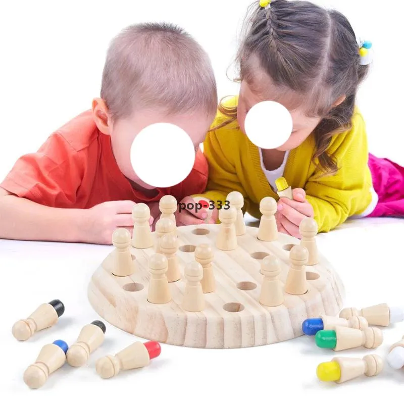 Kids Wooden Memory Match Game Colorful Board Puzzle Toys For Cognitive ...