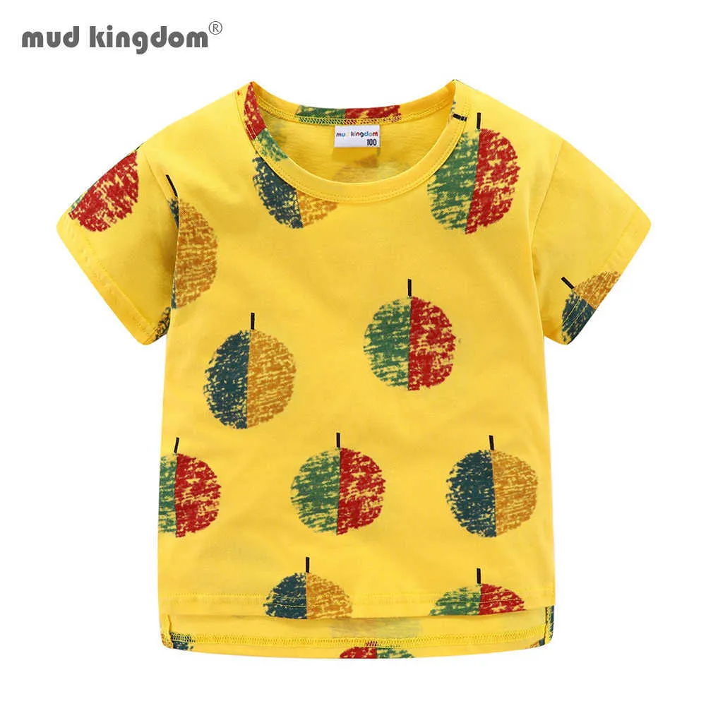 MudkingDomg Girls T-shirts Zomer Kinderkleding Korte Mouw Kleurrijke Apple Grafische T-shirts Katoen Casual Tops Kinderkleding 210615