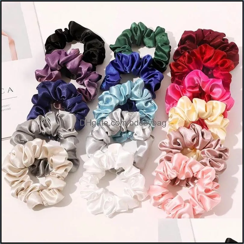 Smooth Satin Silk Scrunchies Solid Color Elastic Hair Ties Bands for Women Girls Hair accessories Luxury Silk Ponytail Holder