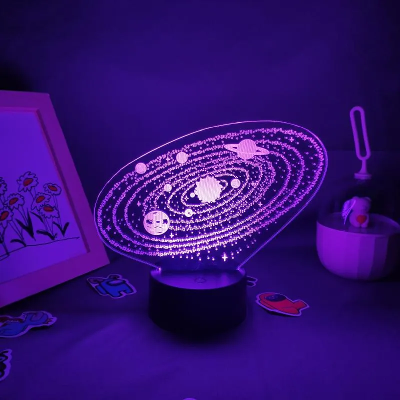 3D LED Lava Lamp Night Light Solar System 9 Planets Space Universe Decor