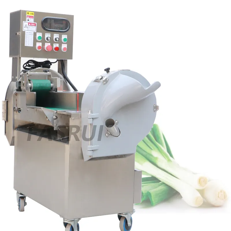 Multifunktionale automatische Gemüseschneidermaschine, kommerzieller Doppelkopf-Gemüseschneider, Schnittfüllung, Shred-Würfel
