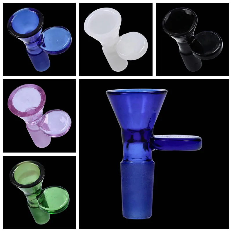 Smoking 14MM 18MM Male Interface Joint Colorful Thick Glass Herb Tobacco Oil Rigs Wig Wag Waterpipe Portable Hookah Bong Handle Filter Funnel Bowl DHL Free
