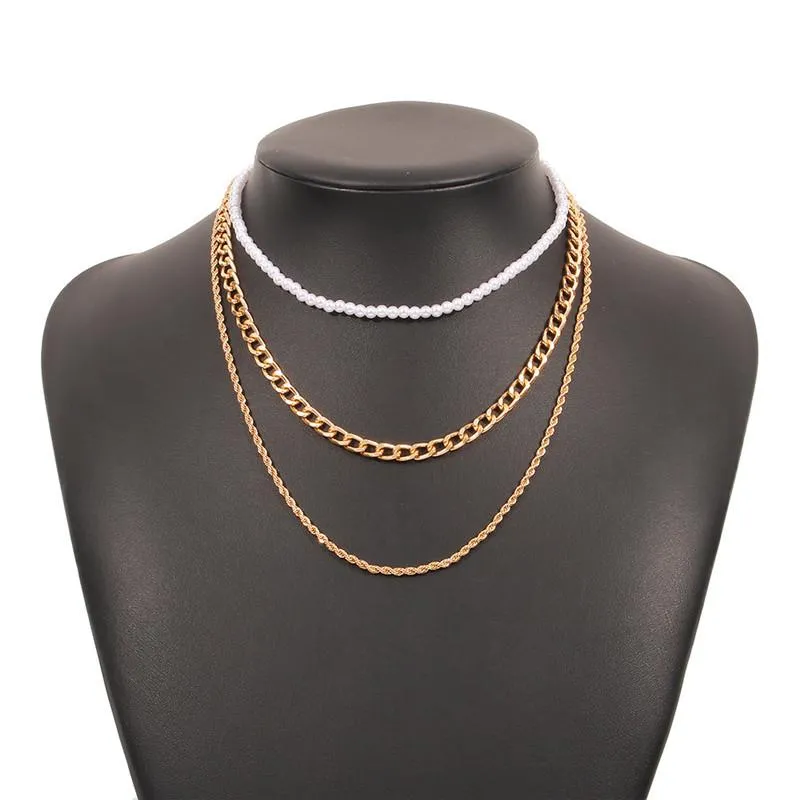 Chokers 2021 Trend Gold Chains Jewelry Multi-camada de colar