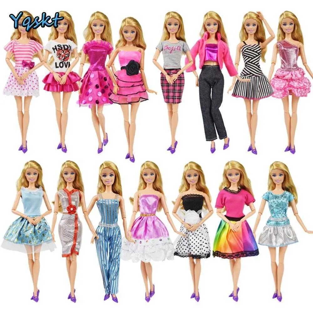 10 Stück Puppenkleidung, Kleid, 10 Kunststoff-Halsketten, zufällige 10 Paar Schuhe für Großhandel, Puppen-Set, Zubehör, Mädchen-Geschenk, Spielzeug