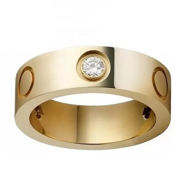 Кольцо с винтом Love Мужские кольца с 3 бриллиантами Классические дизайнерские украшения для женщин Титановый стальной сплав Позолоченный Никогда не выцветает Не вызывает аллергии -Дополнительная ширина 4/5/6 мм -Золото