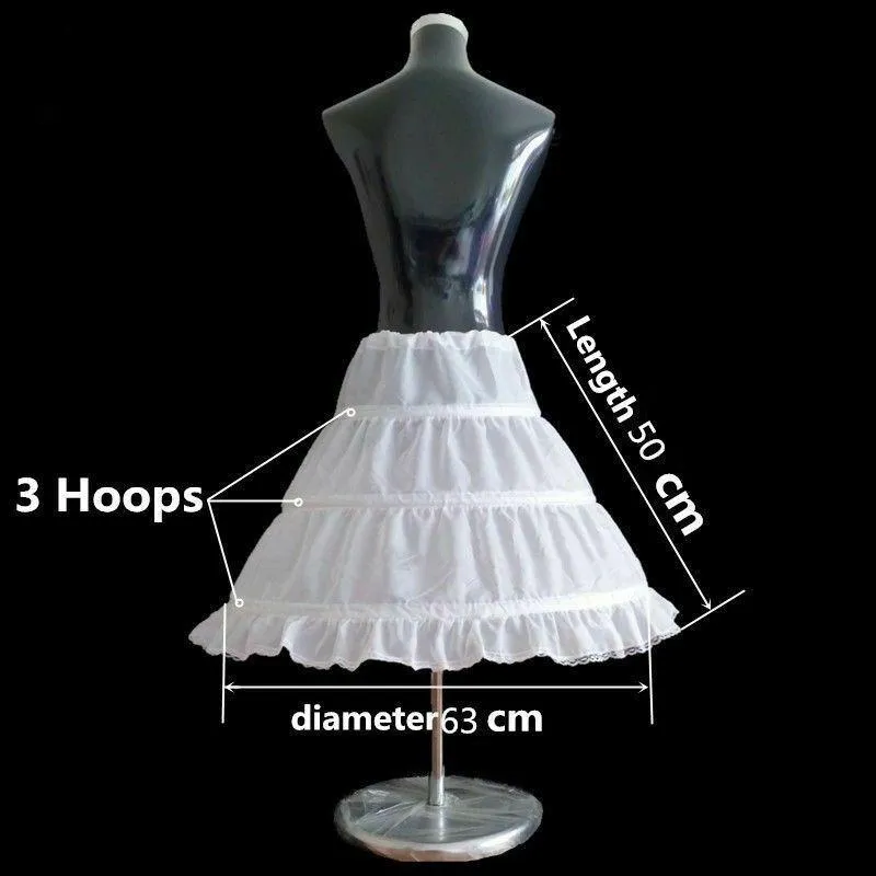 Flower Girls 3-Hoop Crinoline Slips Children A Costume Petticoat Underskirt Kid Toddler Baby Girl Skirts