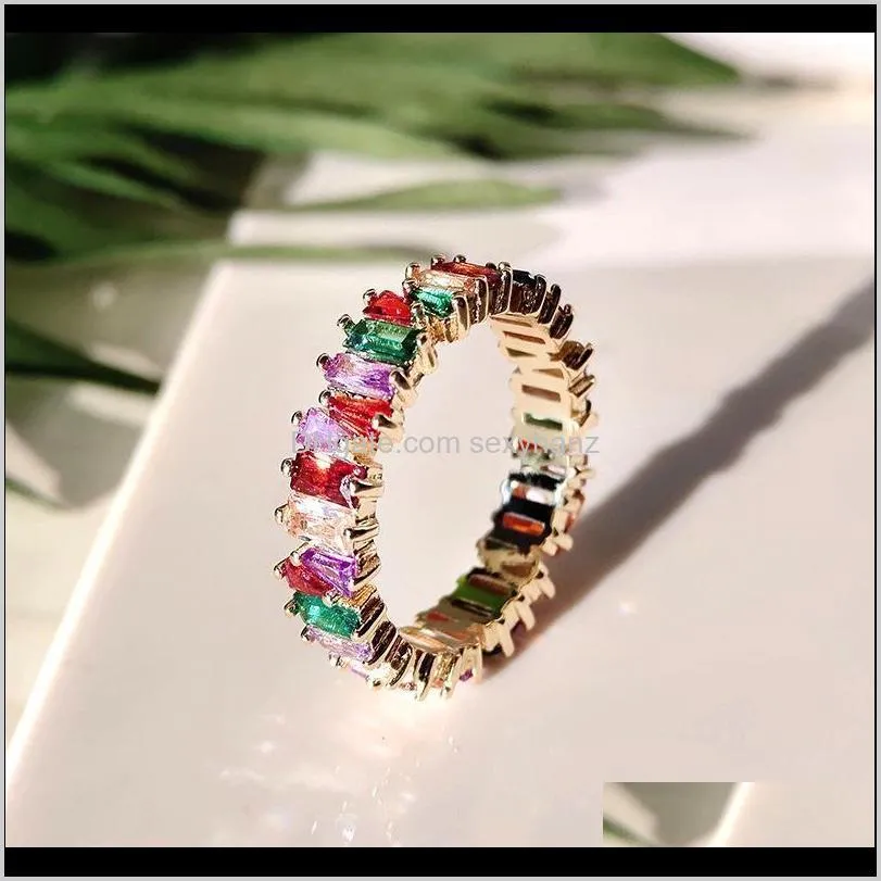 multi style irregular ring vintage fashion jewelry 925 sterling silver&rose gold fill rainbow gemstones cz diamond women wedding band