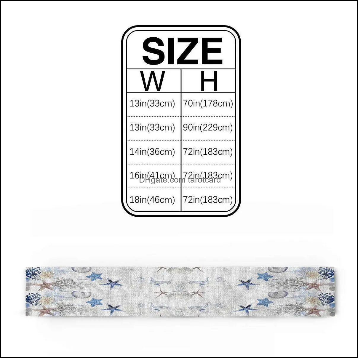 Ocean Starfish Shell Gray Modern Table Runner For Wedding Party Chirstmas Cake Floral Tablecloth Decoration 220107