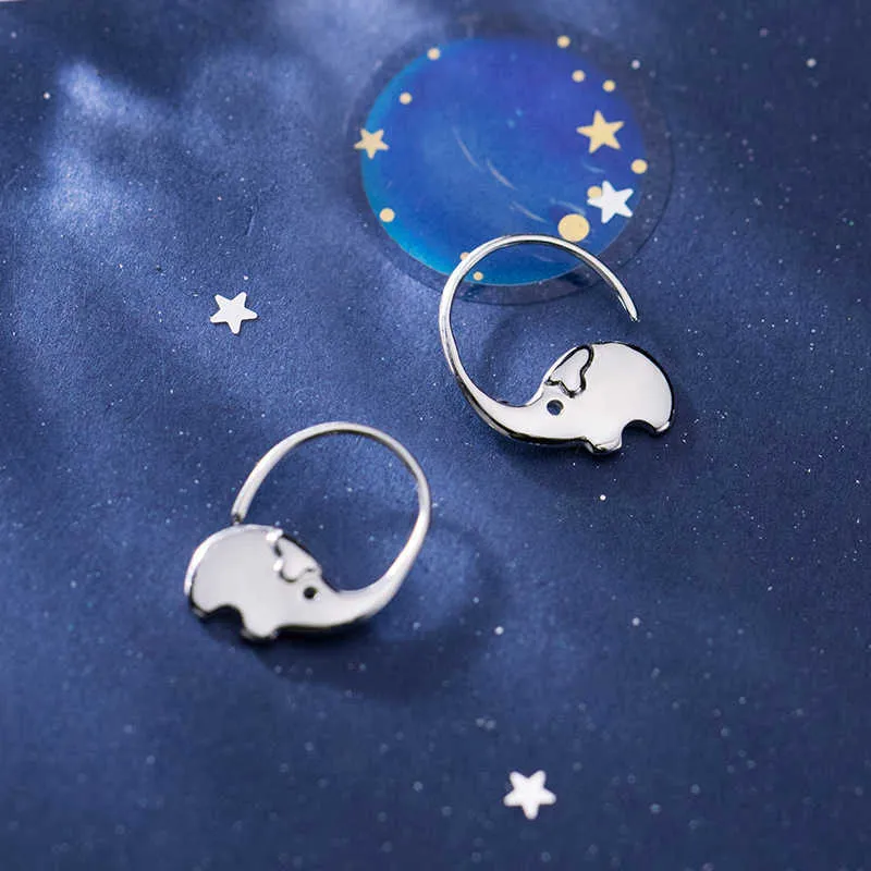 Cute Elephant Drop Earring for Women Gift Fashion 925 Sterling Silver Hook Fine Jewelry Brincos 210707