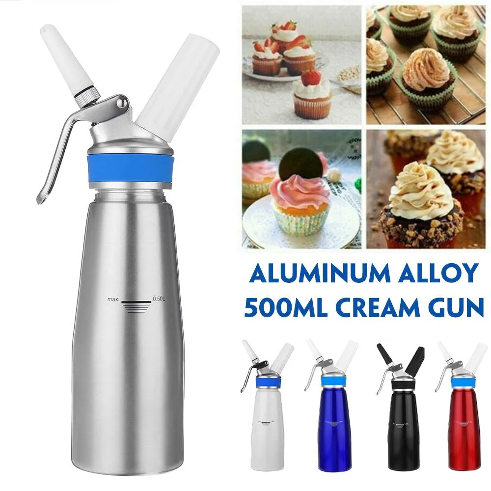 Professional Whipped Cream Dispenser - 500ml Aluminum Canister With Decorating Tips