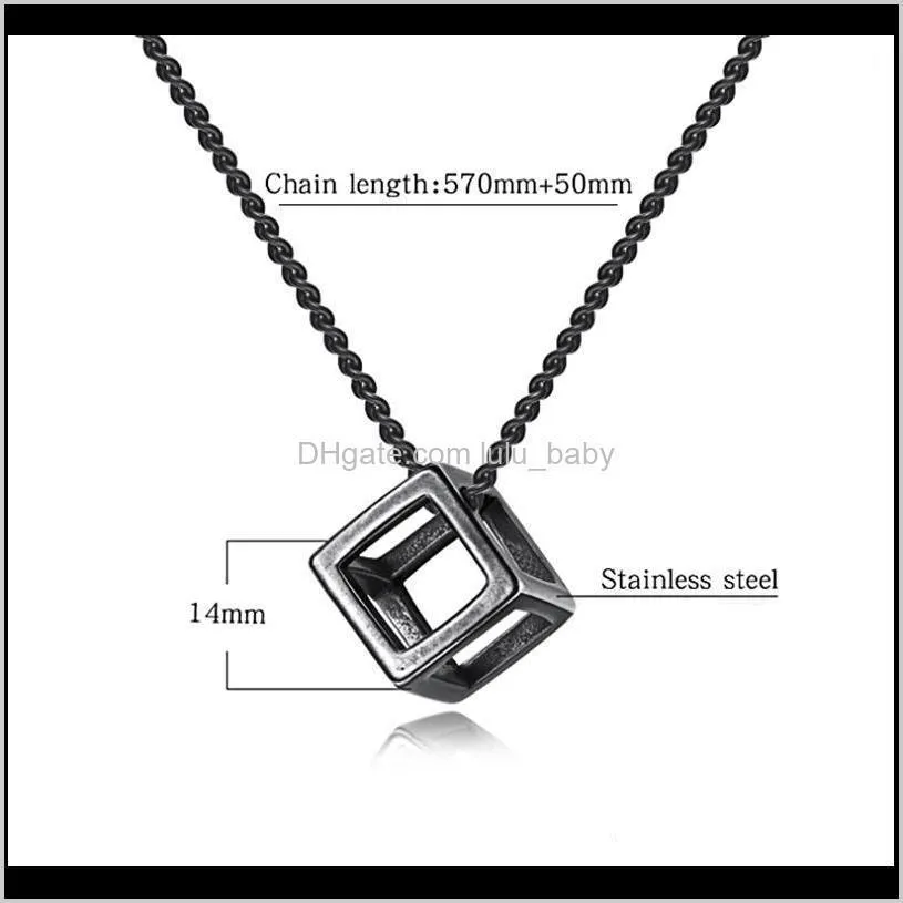 vj europe retro square pendant hollow necklace chain titanium steel 3d pendant accessories for men women1