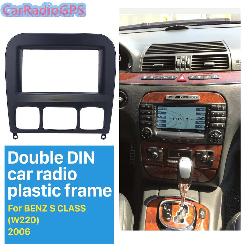 2din Dash Frame Kit Radio Car Radio Faszy na 2006 Mercedes Benz S Class W220 DVD Panel stereo Instalacja wykończenia