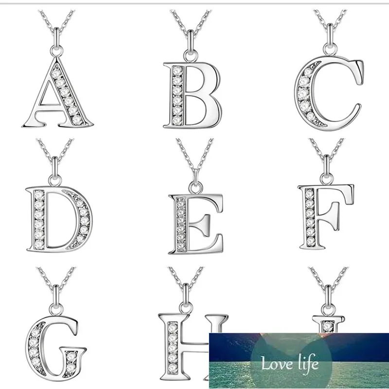 Nieuwe mode 26 letter A-Z verzilverde ketting mode zilveren kleur sieraden mode hanger metalen stempel