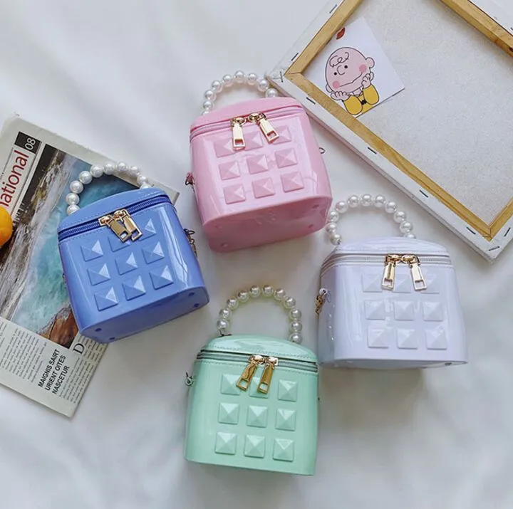 Children Jelly bag exotic girl princess pearl handbag accessories cross-body bags kids purse and handbags 4 colors choose