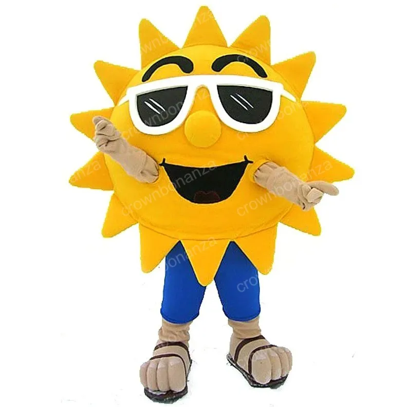 Halloween Sun Mascot Kostym Högkvalitativ tecknad Karaktär Outfits Vuxna Storlek Julkarneval Födelsedagsfest Utomhus Outfit