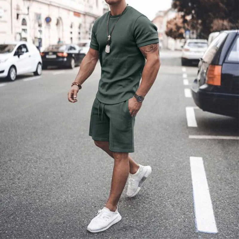 Casual Wear For Men Shorts 2021 T Shirt +Shorts Sets Summer New
