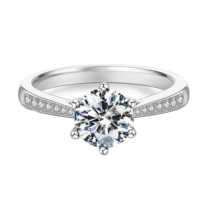 Anel de diamante moissanita ajustável Anel das mulheres noivado de noiva Ringos de casamento da moda Jewey Gift Will and Sandy