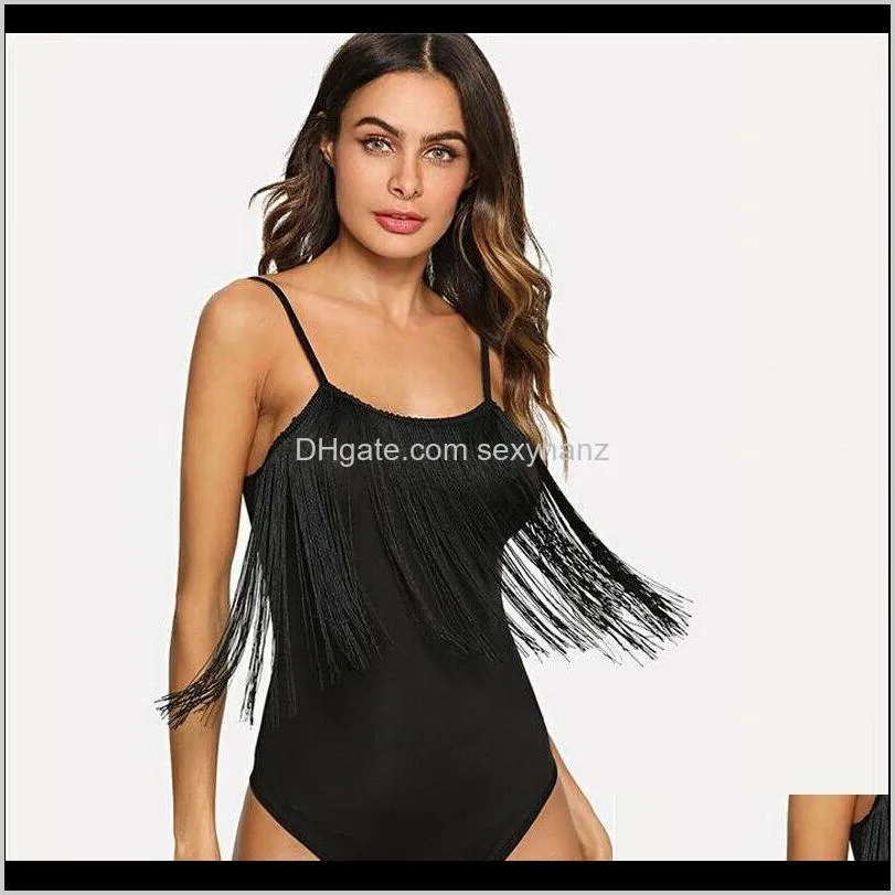 2019 hirigin ladies summer clothing tight stretch sexy top black tassel camisole summer suspenders vest top rgv7#