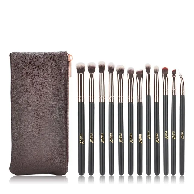 12 stks Rose Gold Make Up Brush Eyeshadow Make-up Borstels Set Concealer Eye Shadow Blending Eyeliner Dail Pincel Maquiagem