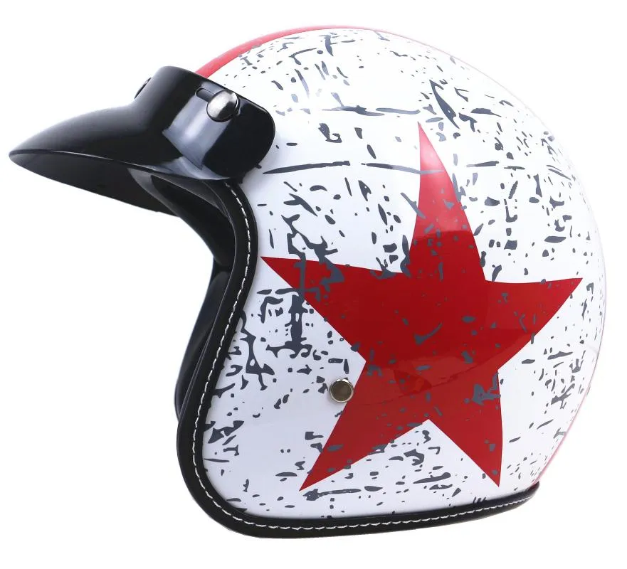 오토바이 헬멧 레트로 ABS 소재 오픈 얼굴 3/4 빈티지 썬 바이저 오토바이 Casque Moto Scooter 보호 남성용