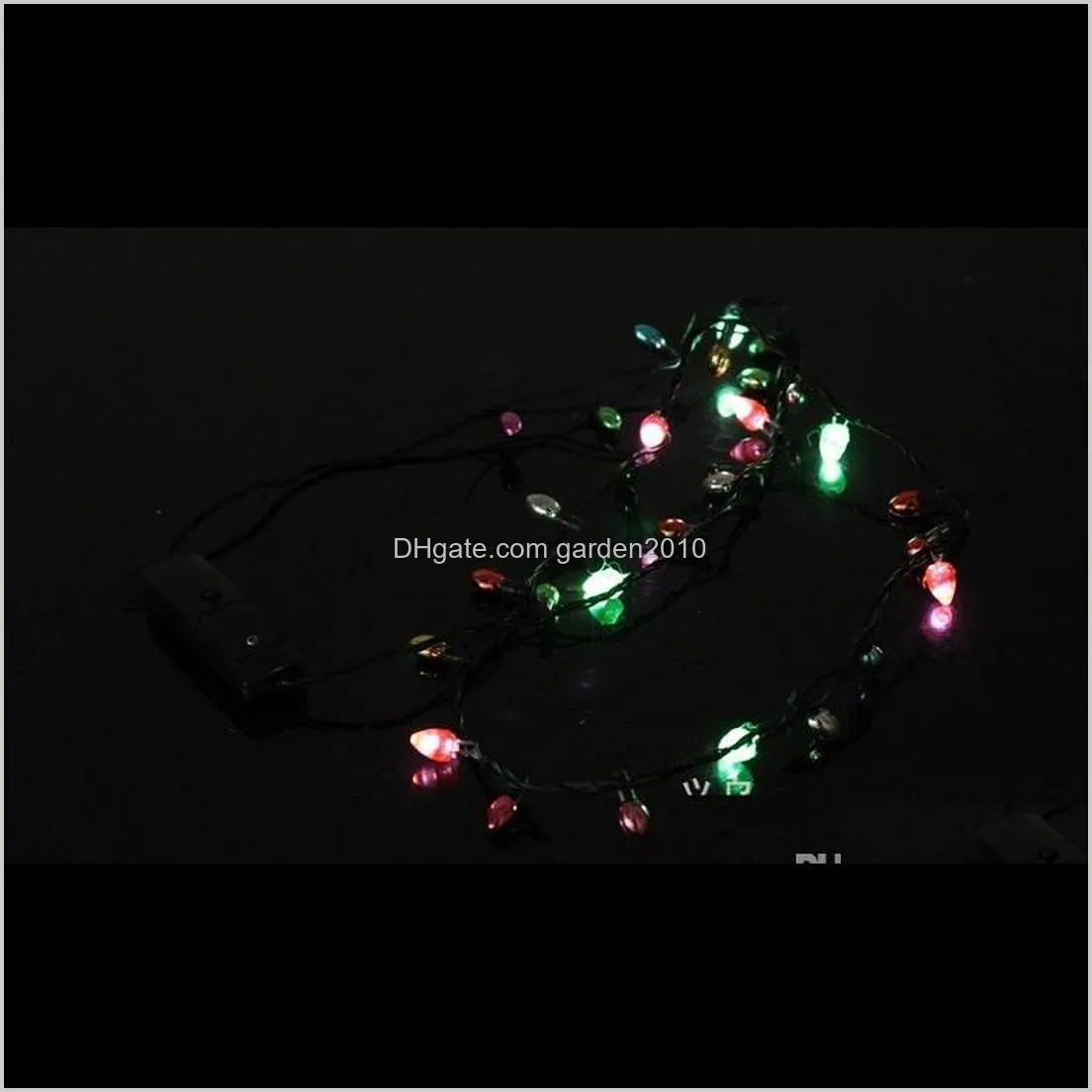 wholesale 8 lights lighting led necklace necklaces flashing beaded light toys christmas gift fedex shipping