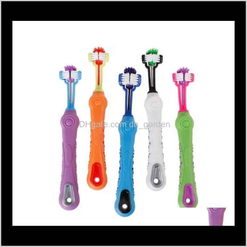 hot sale pet oral care washing three sided cat toothbrush dog pets clean mouth teeth care cleaning grooming tools pet tooth brush