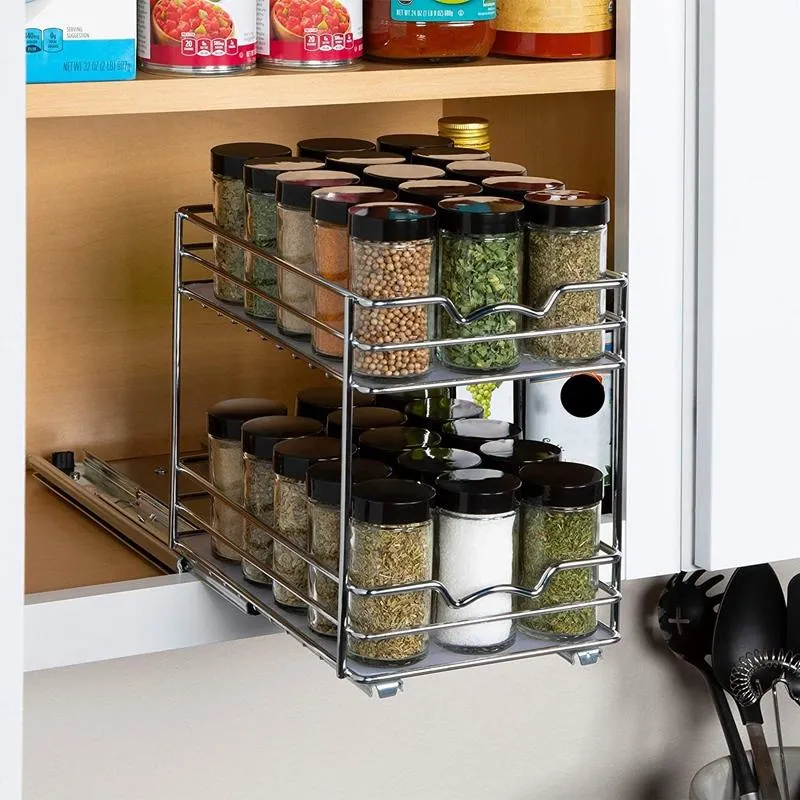 Support de rangement pour épices de cuisine Support de rangement en  plastique à une seule traction sous l'évier garde-manger de cuisine
