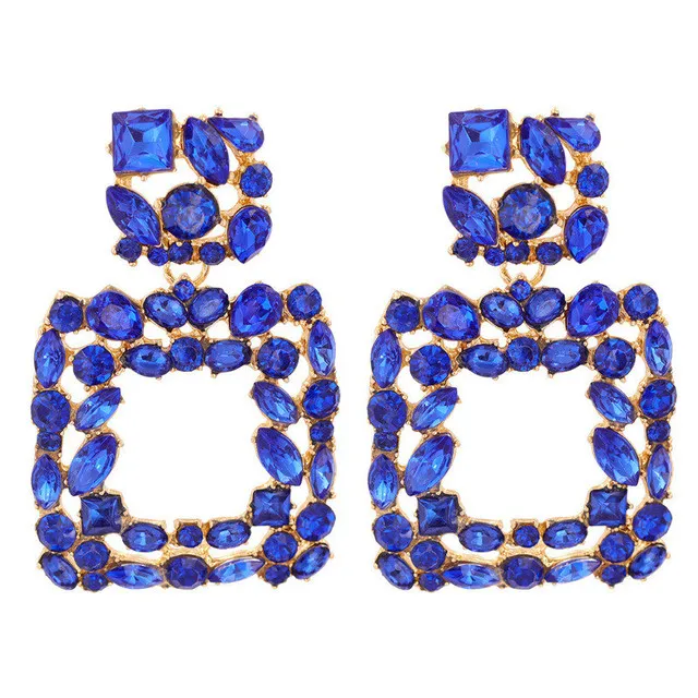 Fashion Full Rhinestone Drop Earrings For Women Bijoux Shiny Square Drop Crystal Dangle Earrings Jewelry Gifts