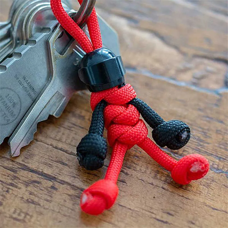 Cute Building block Keychain Biker helmet Pendant Keychain Braided Rope Paracord Buddy Bag Hanging Backpack Doll Toy G1019