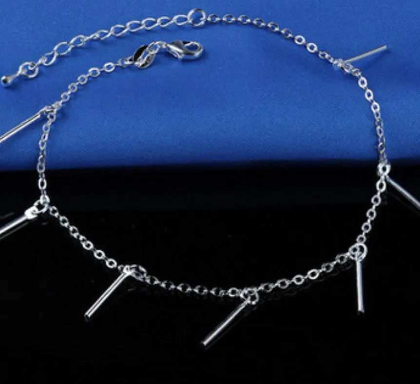 New 925 Sterling Sliver Ankle Bracelet For Women Foot Jewelry Inlaid Zircon Anklets Bracelet